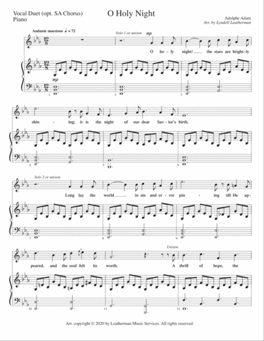 O Holy Night SA scores gallery preview page 1