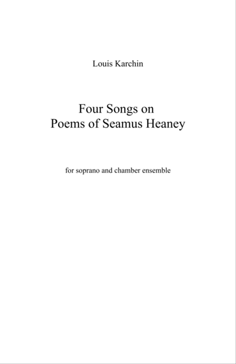 [Karchin] Four Songs on Poems of Seamus Heaney (Chamber) Large Ensemble scores gallery preview page 3