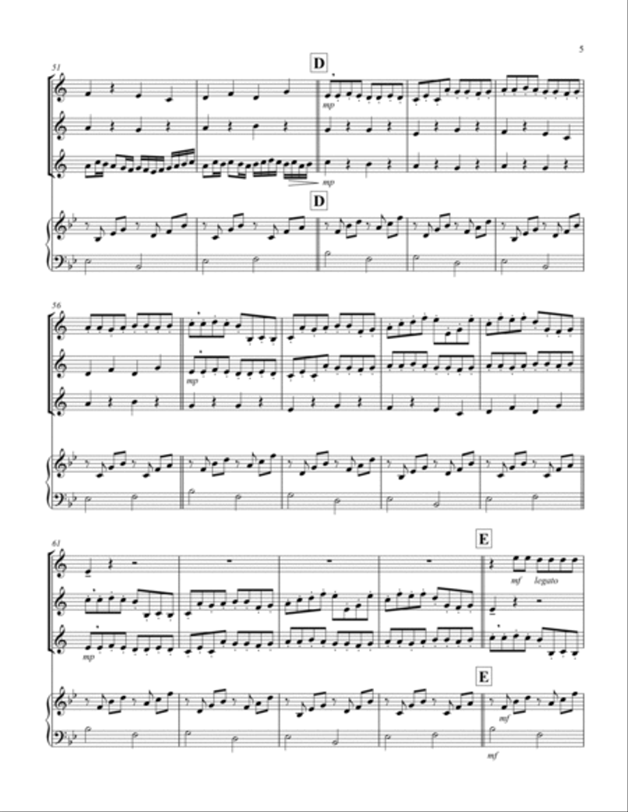 Canon (Pachelbel) (Bb) (Soprano Saxophone Trio, Keyboard) Chamber Music scores gallery preview page 5