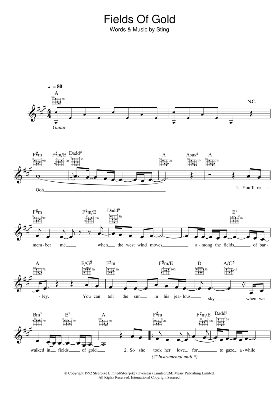 Fields Of Gold Piano scores gallery preview page 1