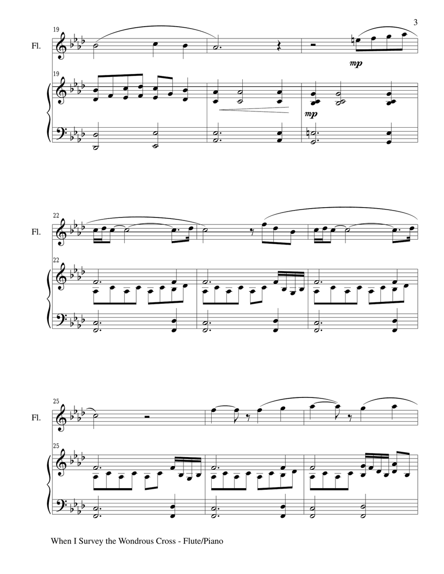 WHEN I SURVEY THE WONDROUS CROSS (Flute/Piano and Flute Part) Flute Solo scores gallery preview page 3