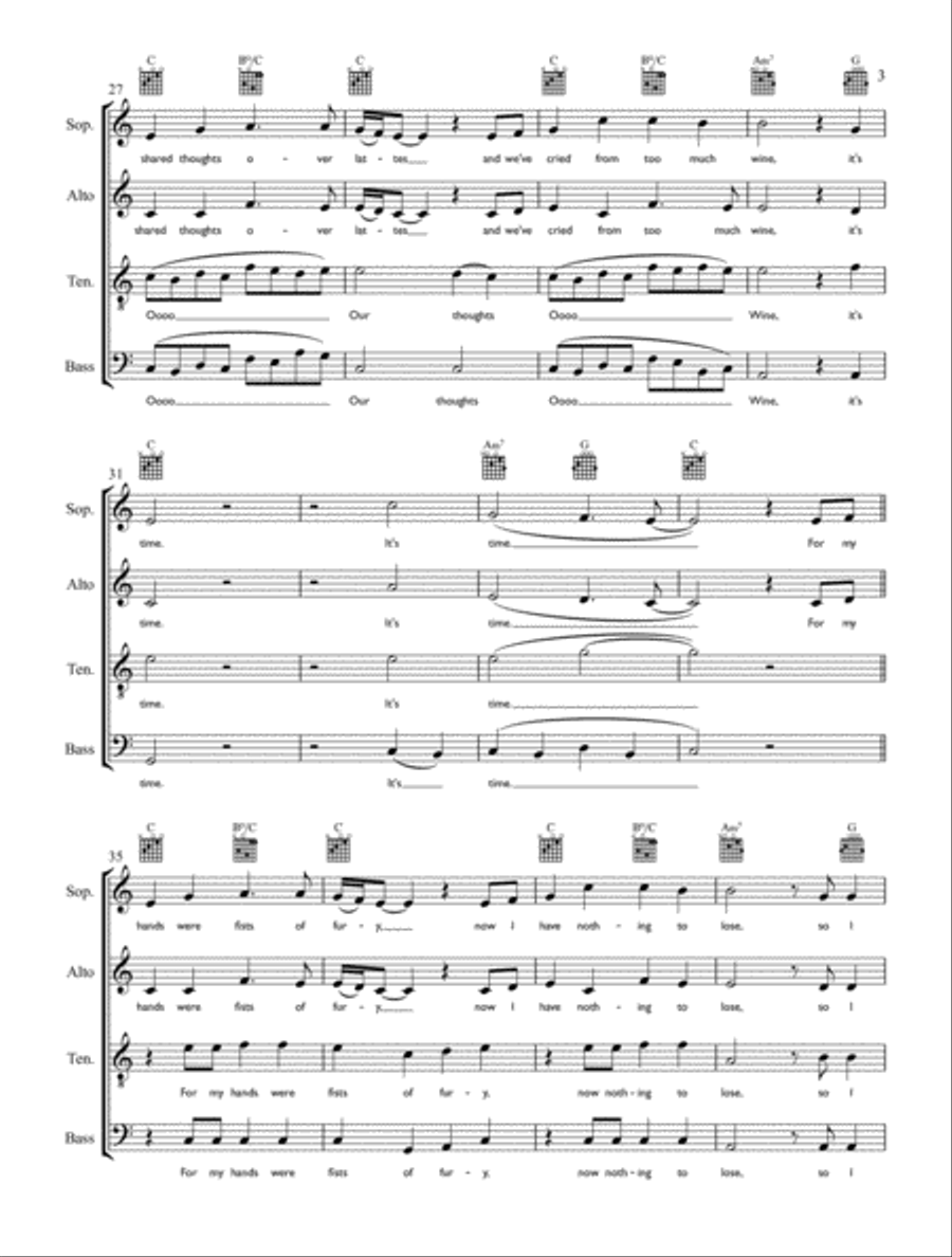 White Keys - SATB + Keyboard/Guitar 4-Part scores gallery preview page 3