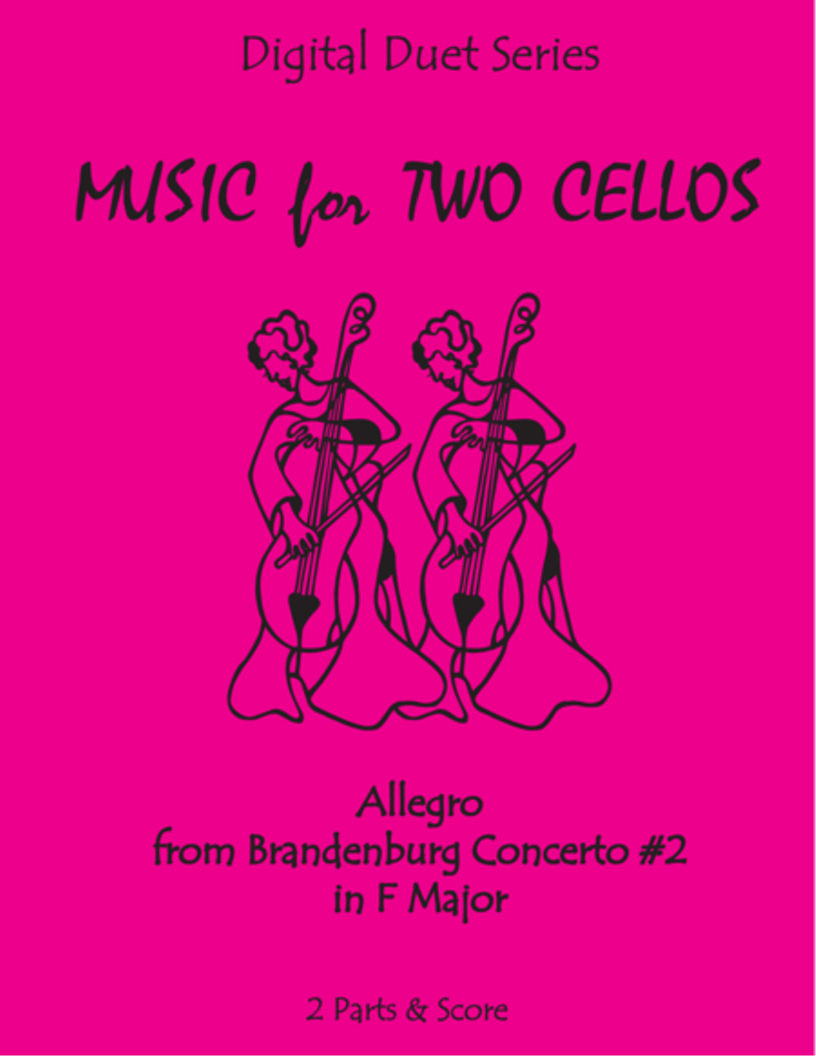 Allegro from Brandenburg Concerto #2 in F Major for Cello Duet (Music for Two Cellos) String Duet scores gallery preview page 1