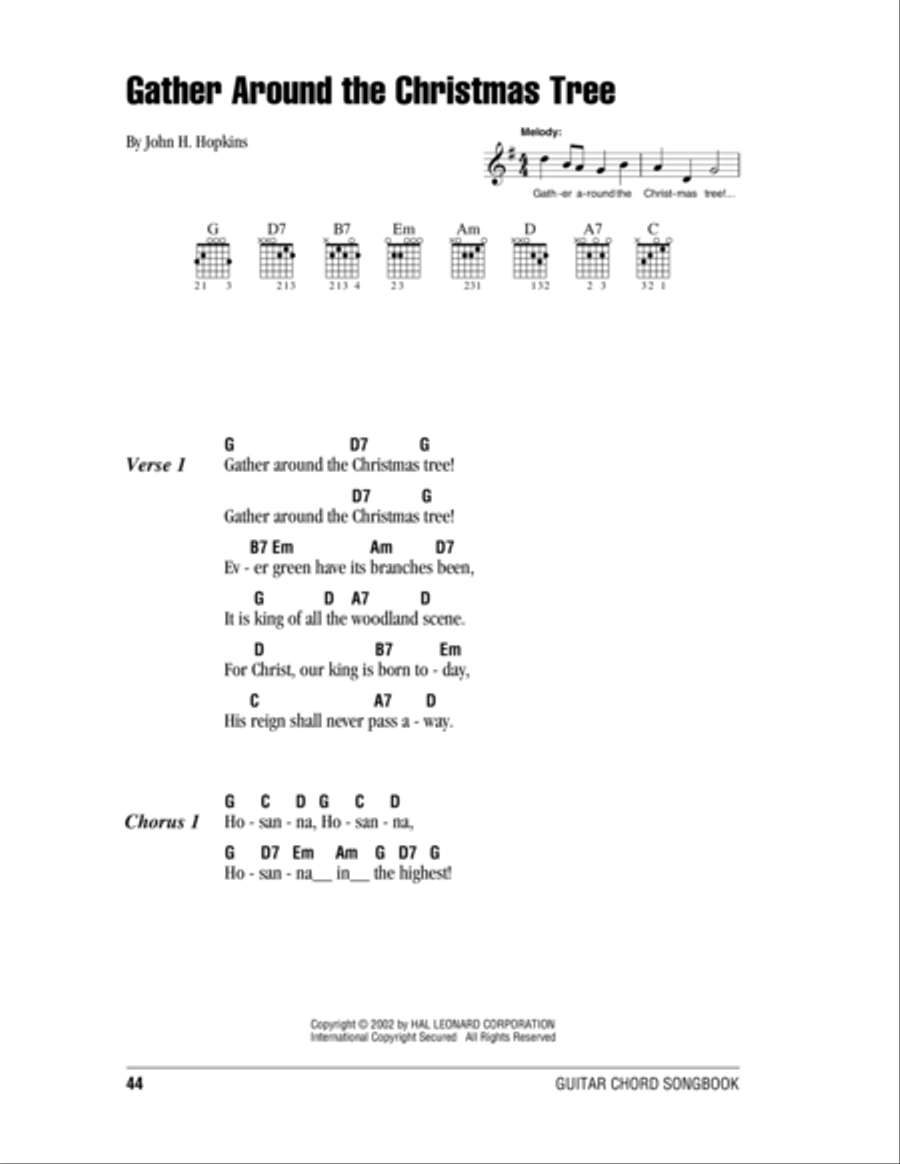 Gather Around The Christmas Tree Easy Guitar scores gallery preview page 1