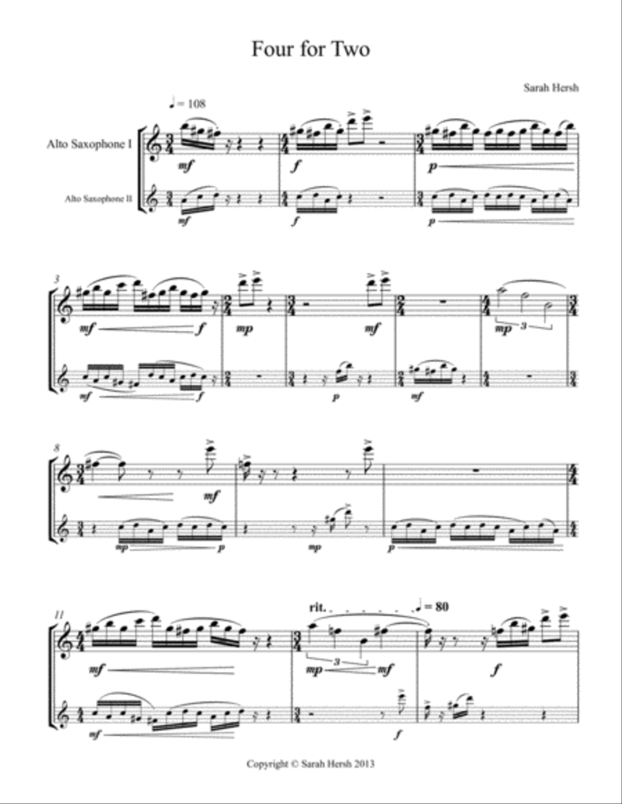 Four for Two Woodwind Duet scores gallery preview page 3