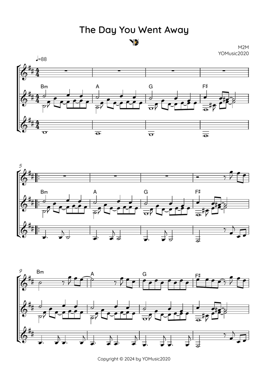 The Day You Went Away The Day You Went Away Guitar Ensemble scores gallery preview page 1