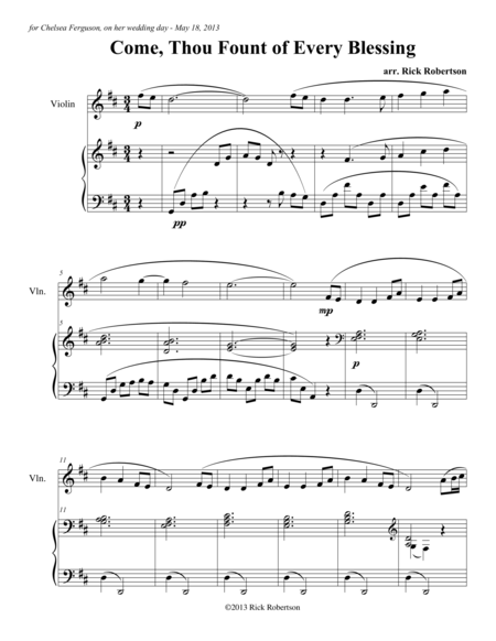 Come, Thou Fount of Every Blessing (arranged for solo instrument and piano by Rick Robertson)