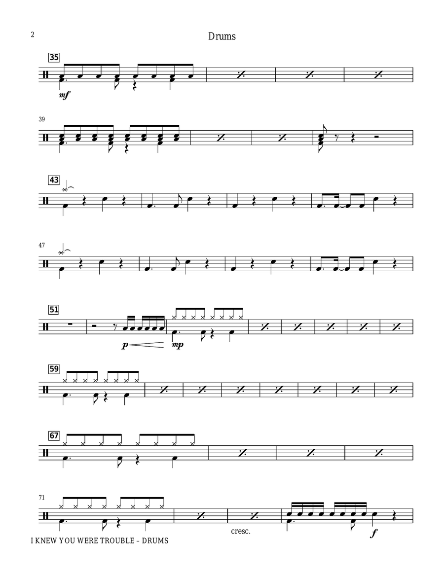 I Knew You Were Trouble - Drum Set Choir scores gallery preview page 2