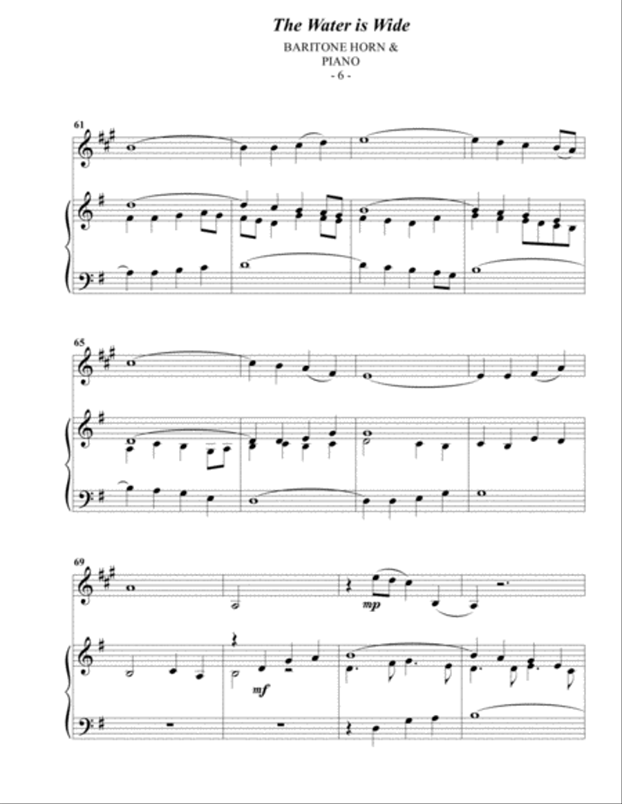 The Water is Wide for Baritone Horn & Piano Baritone Horn TC scores gallery preview page 6