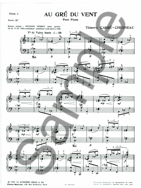 Au Gre De Vent & Hommage A Poulenc (piano Solo)