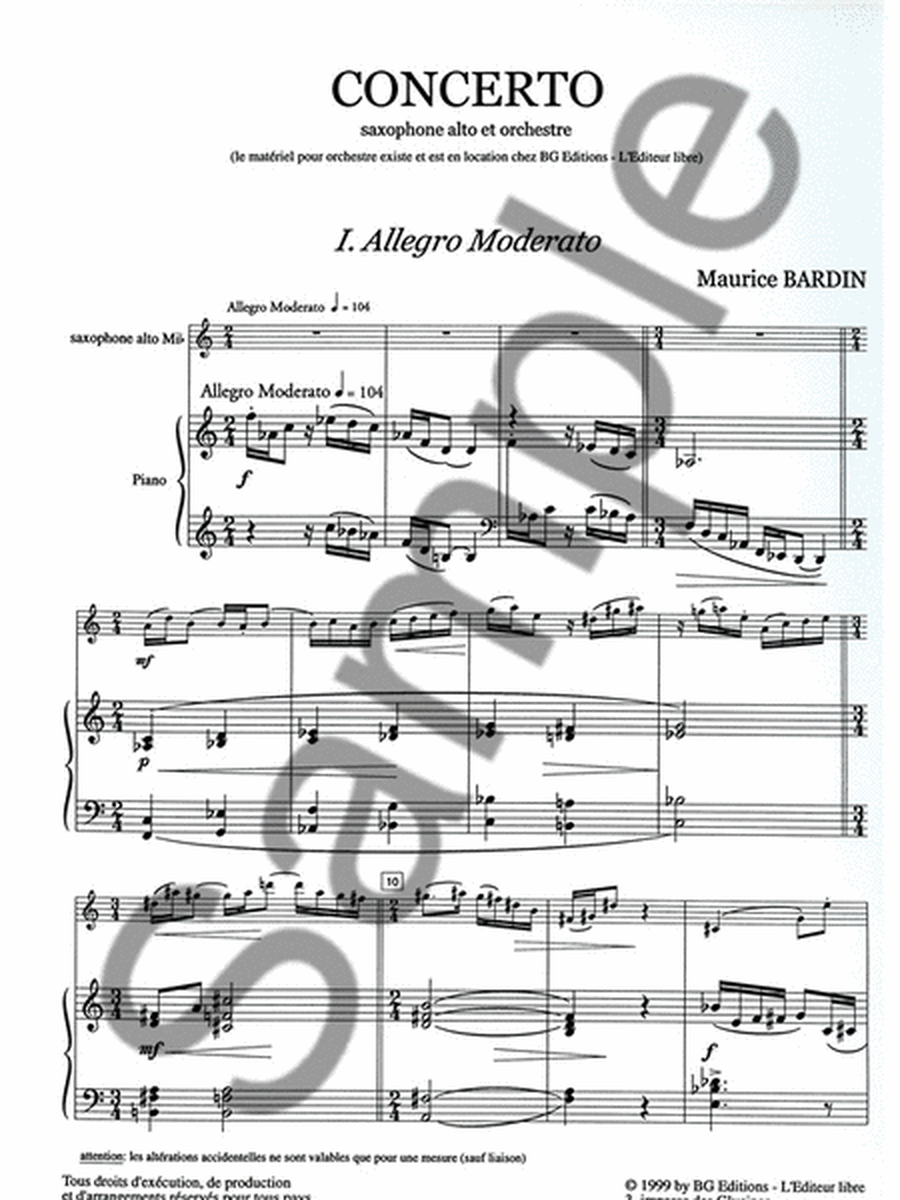 Concerto (alto) (saxophone-alto & Piano)