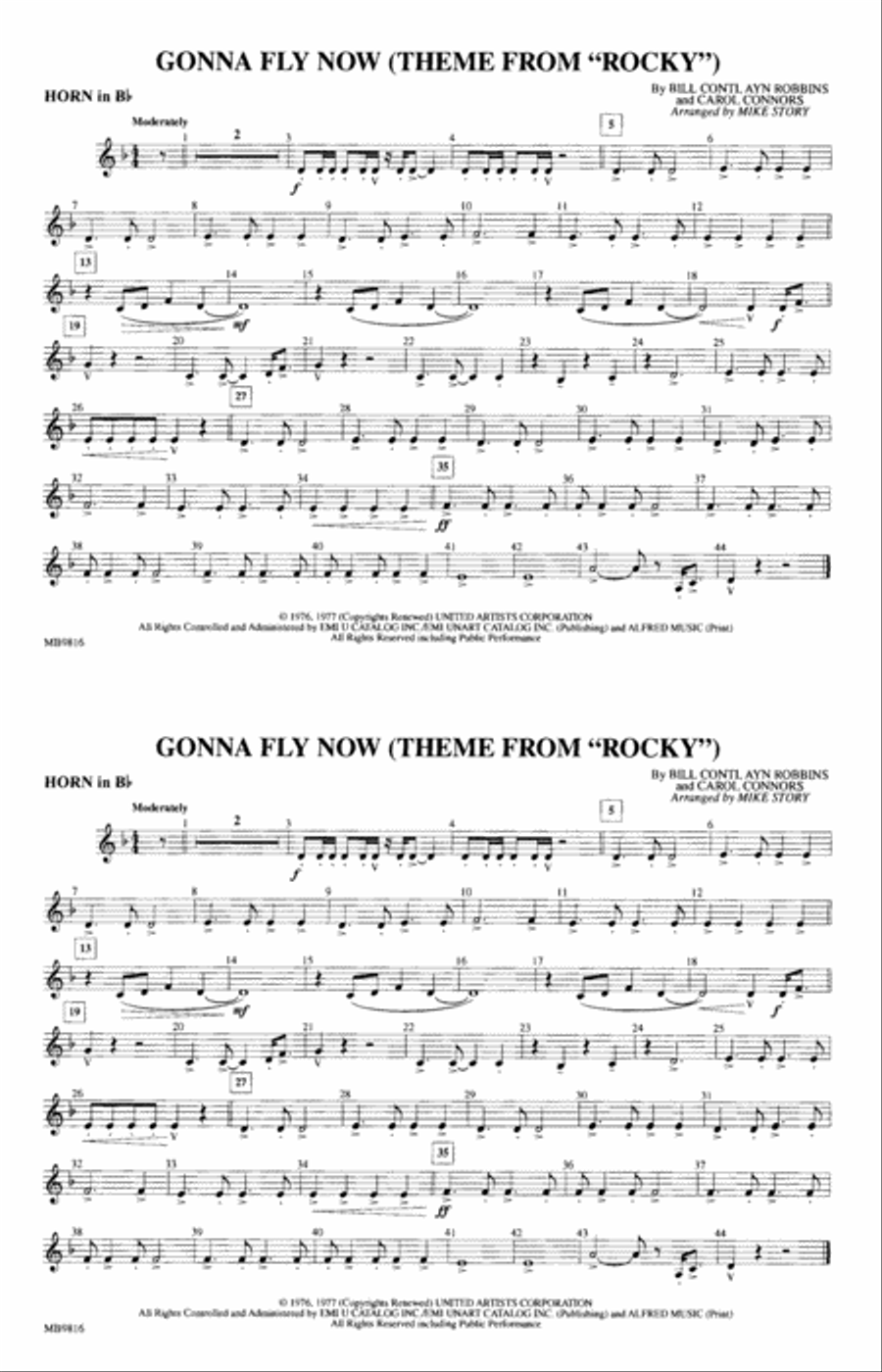 Gonna Fly Now (Theme from Rocky): Horn in B flat Marching Band scores gallery preview page 1