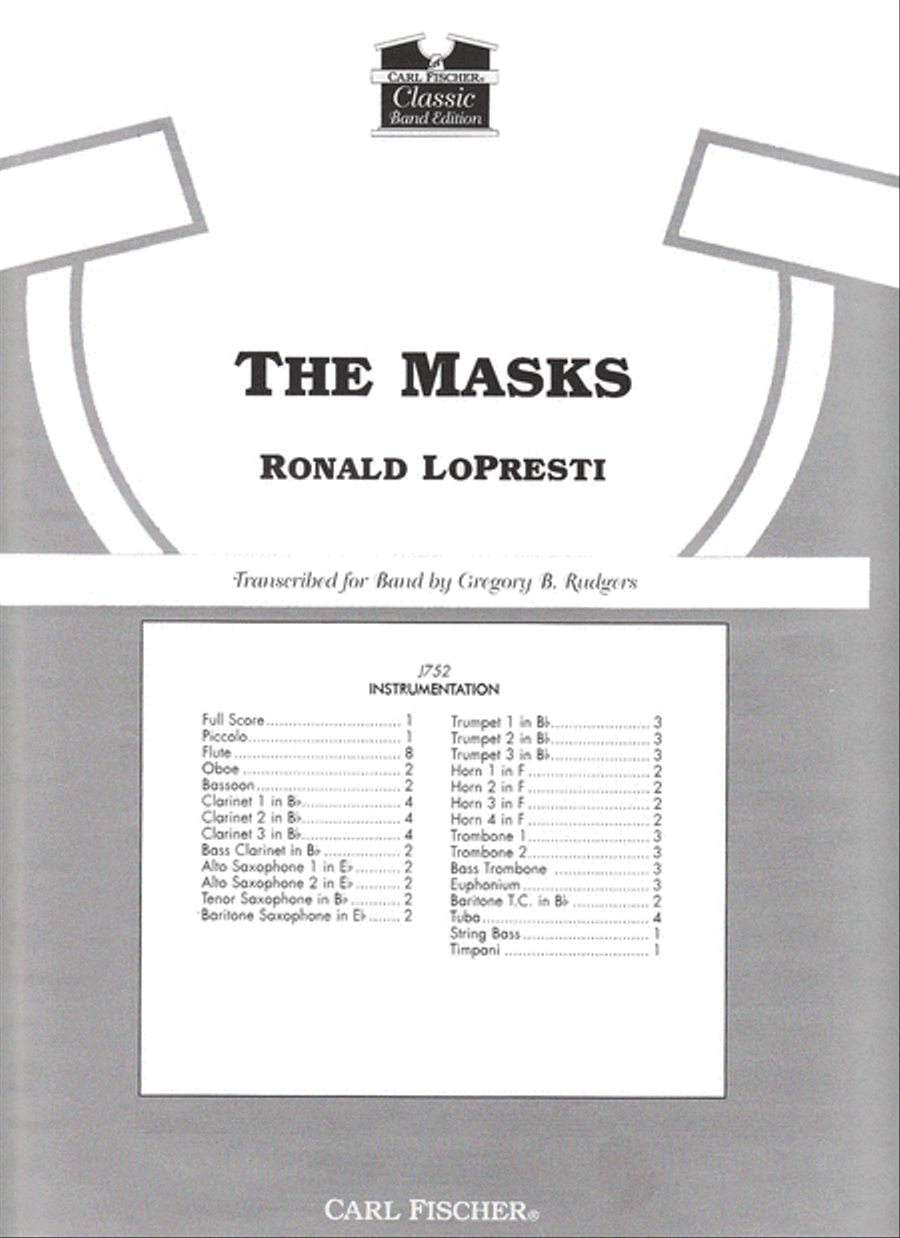 The Masks Concert Band scores gallery preview page 1