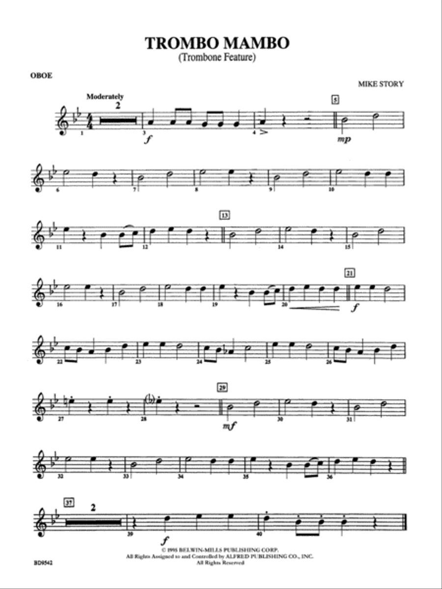Trombo Mambo (Trombone Feature): Oboe Concert Band scores gallery preview page 1