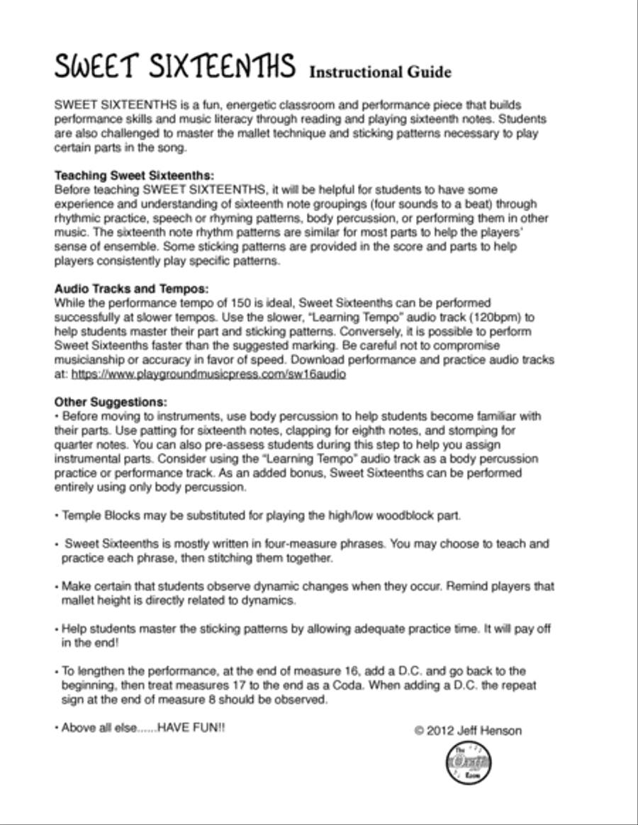 Sweet Sixteenths Orff Instrument scores gallery preview page 4