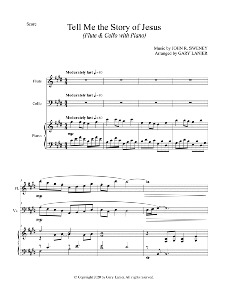 TELL ME THE STORY OF JESUS (for Flute, Cello and Piano - Score/Parts) image number null