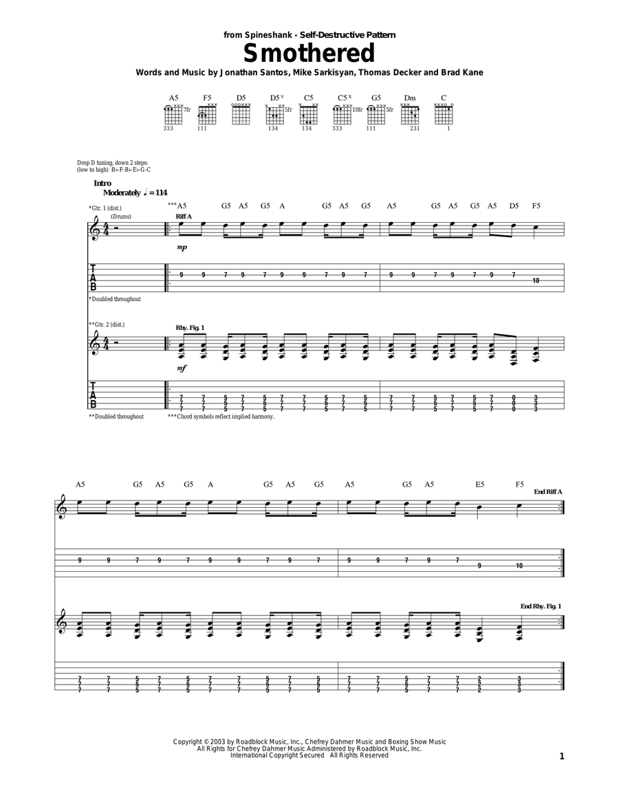 Smothered Acoustic Guitar scores gallery preview page 1