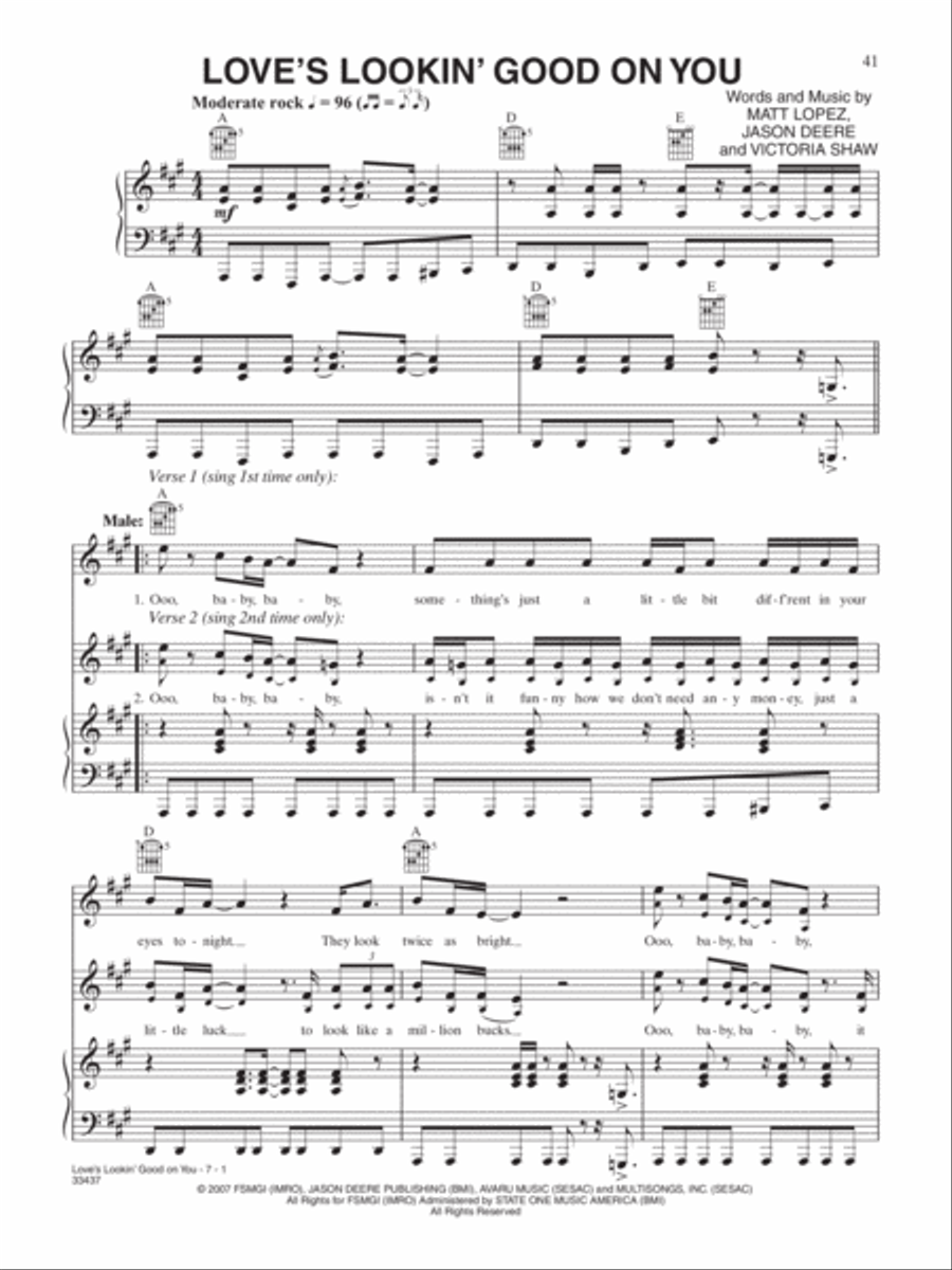 Love's Lookin' Good On You Piano, Vocal, Guitar scores gallery preview page 1