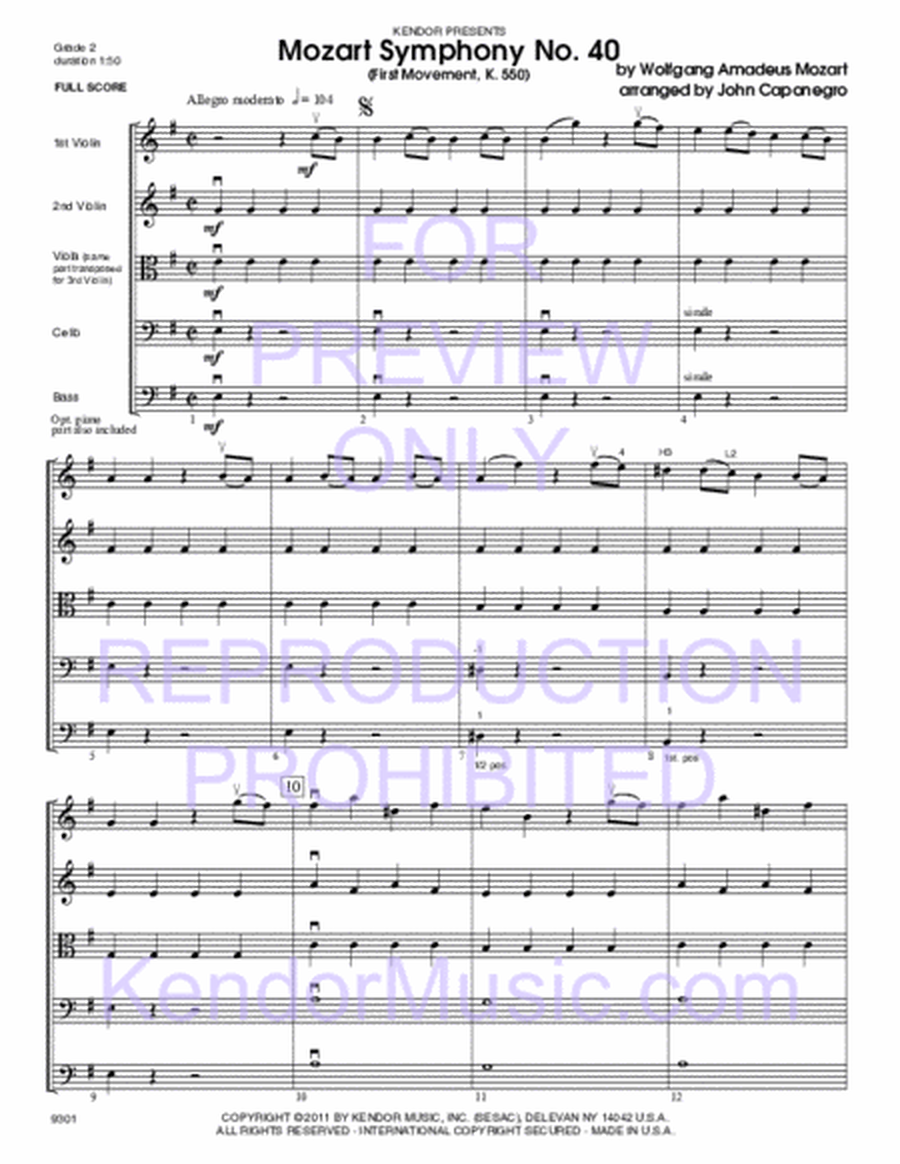 Mozart Symphony No. 40 (First Movement, K. 550)