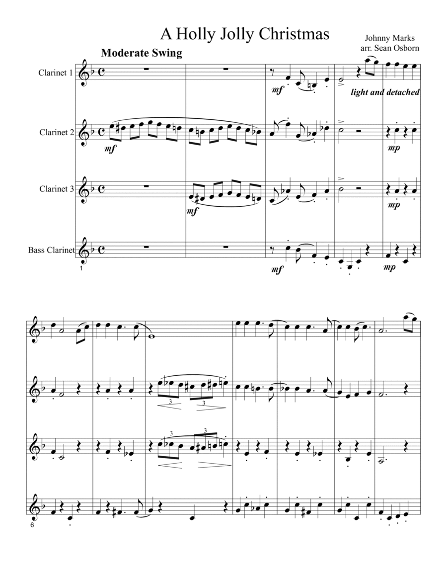 A Holly Jolly Christmas A Holly Jolly Christmas Woodwind Quartet scores gallery preview page 1