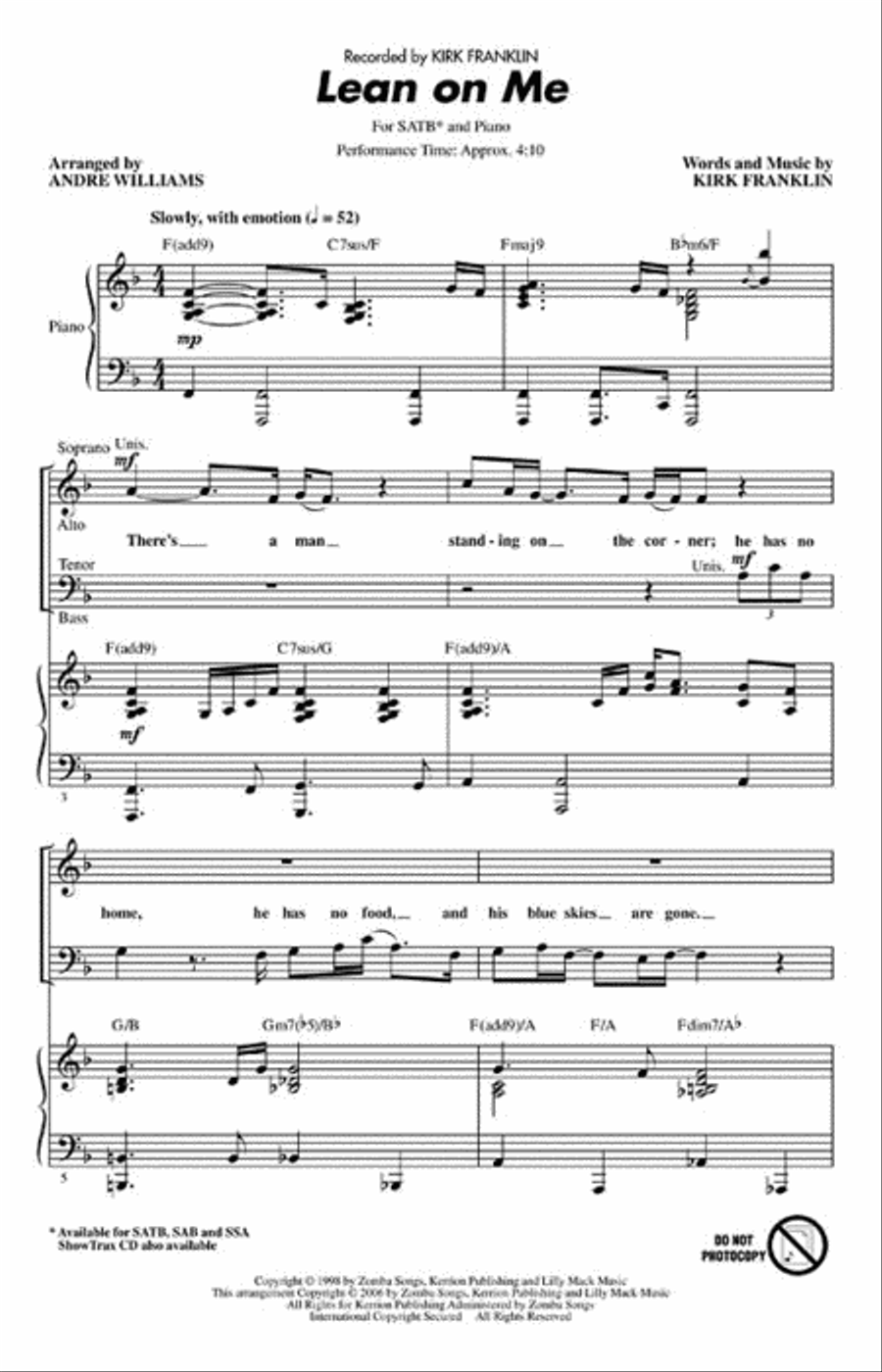 Lean on Me Lean on Me 4-Part scores gallery preview page 2