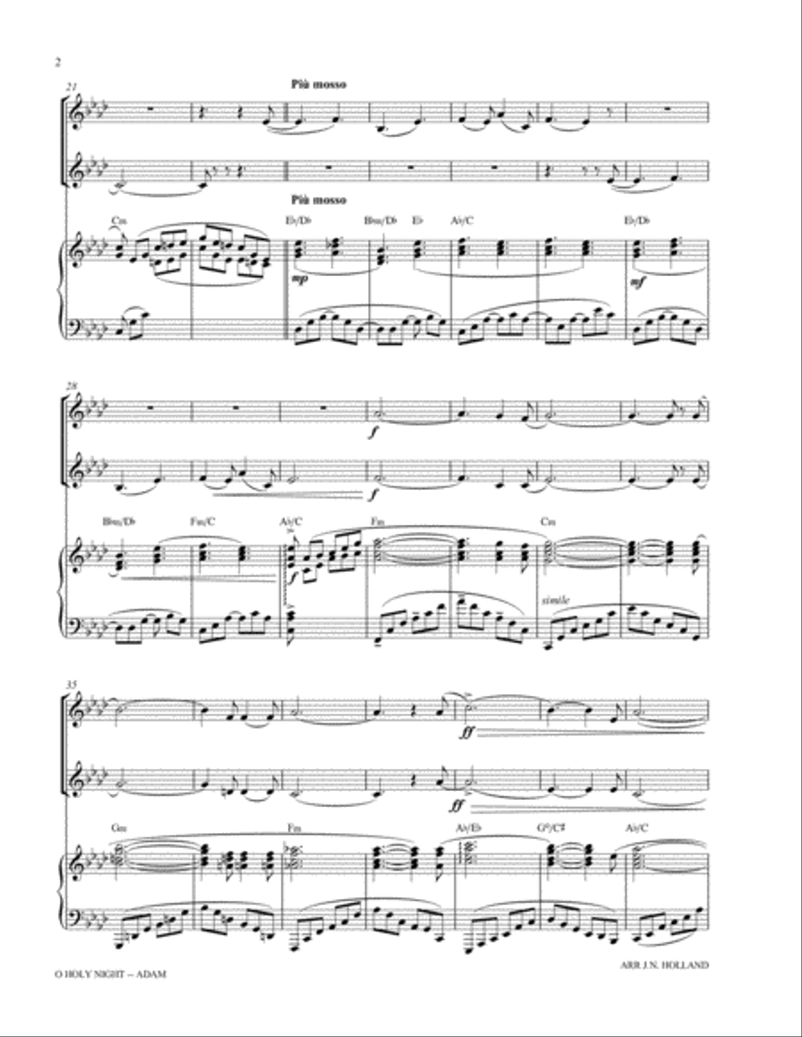 O Holy Night (Cantique de Noel) Adolphe Adam Duet for Treble Instruments in F Brass Ensemble scores gallery preview page 4