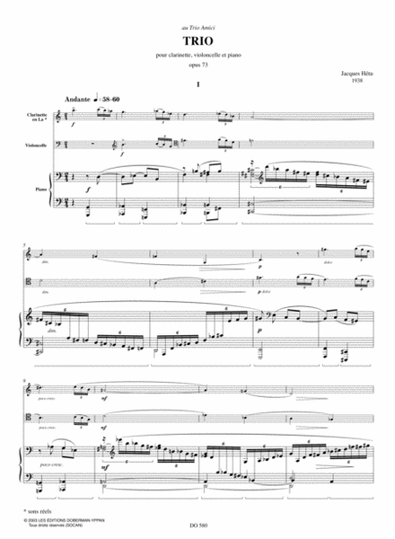 Trio pour clarinette, violoncelle et piano op. 73