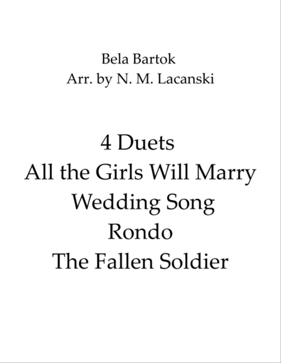 4 Duets All the Girls Will Marry Wedding Song Rondo The Fallen Soldier String Duet scores gallery preview page 1