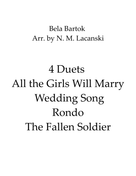 4 Duets All the Girls Will Marry Wedding Song Rondo The Fallen Soldier image number null