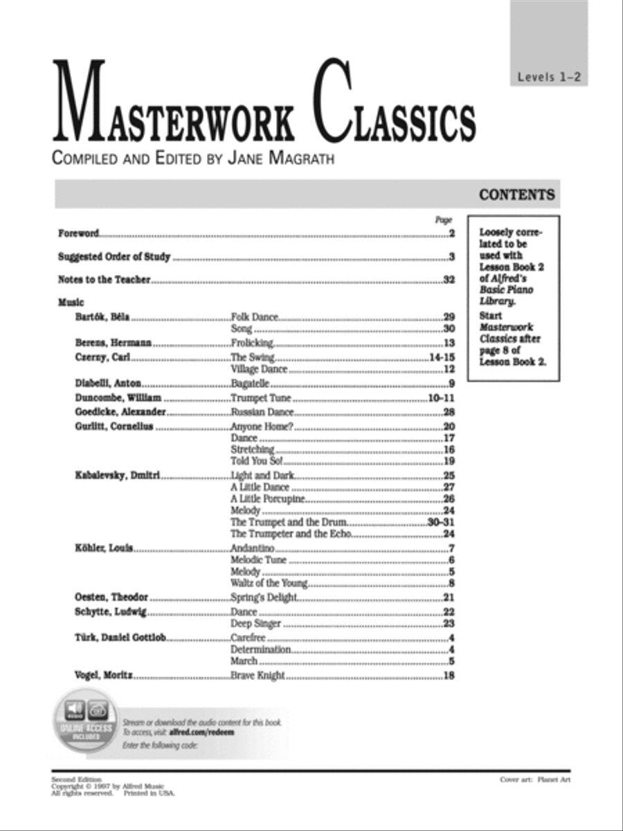 Masterwork Classics (Level 1-2) Easy Piano scores gallery preview page 2