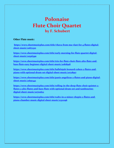 Polonaise - F. Schubert - Flute Choir Quartet - Chamber music - Intermediate image number null