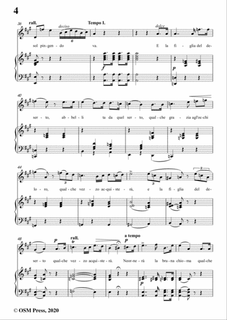 Donizetti-Ne ornera la bruna chioma,in A Major,for Voice and Piano Voice Solo scores gallery preview page 6
