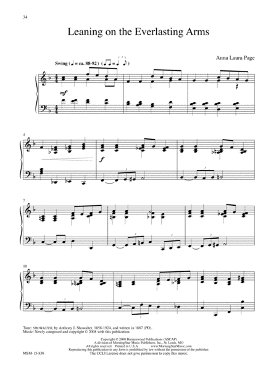 Leaning on the Everlasting Arms Piano Solo scores gallery preview page 1