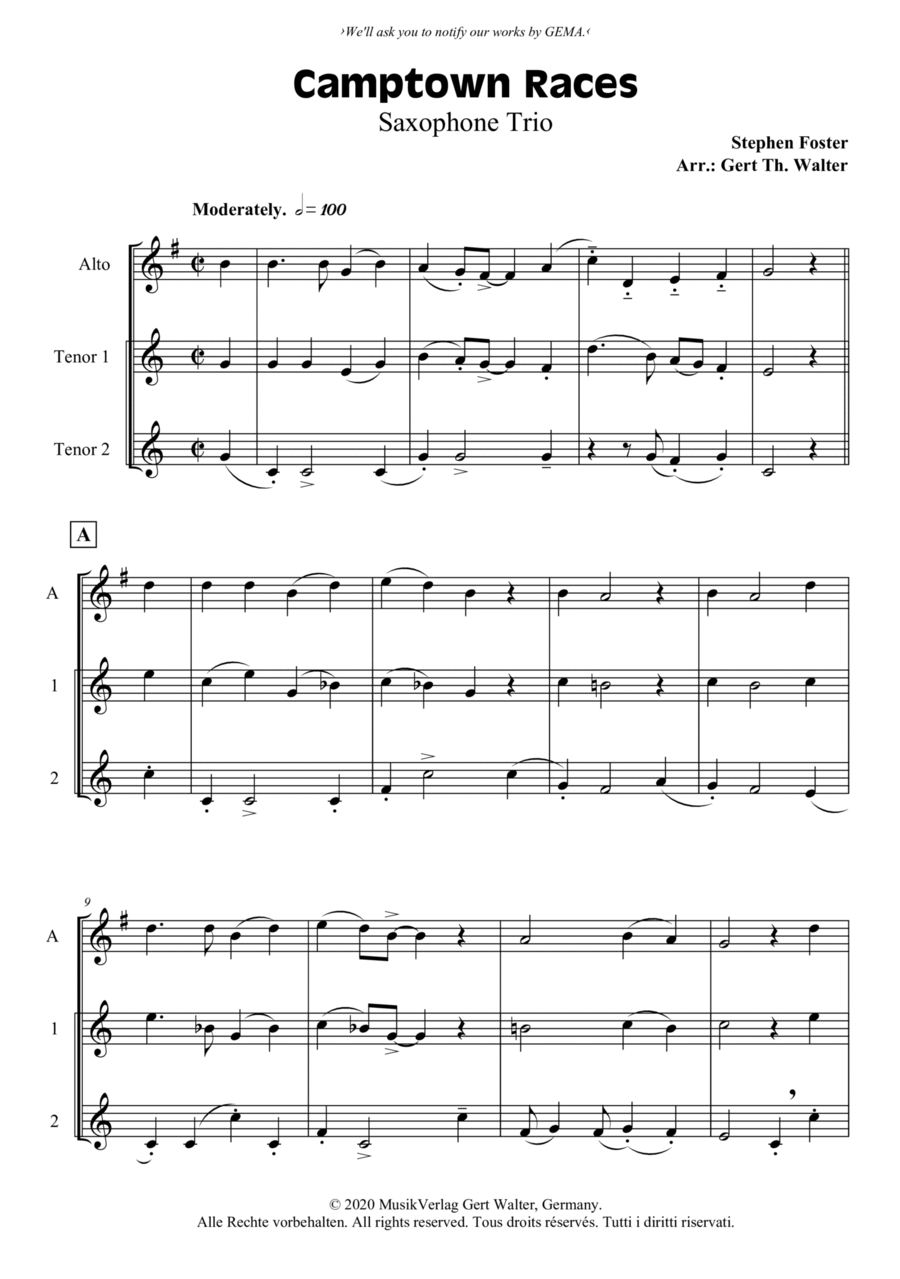 Camptown Races Camptown Races Woodwind Trio scores gallery preview page 1