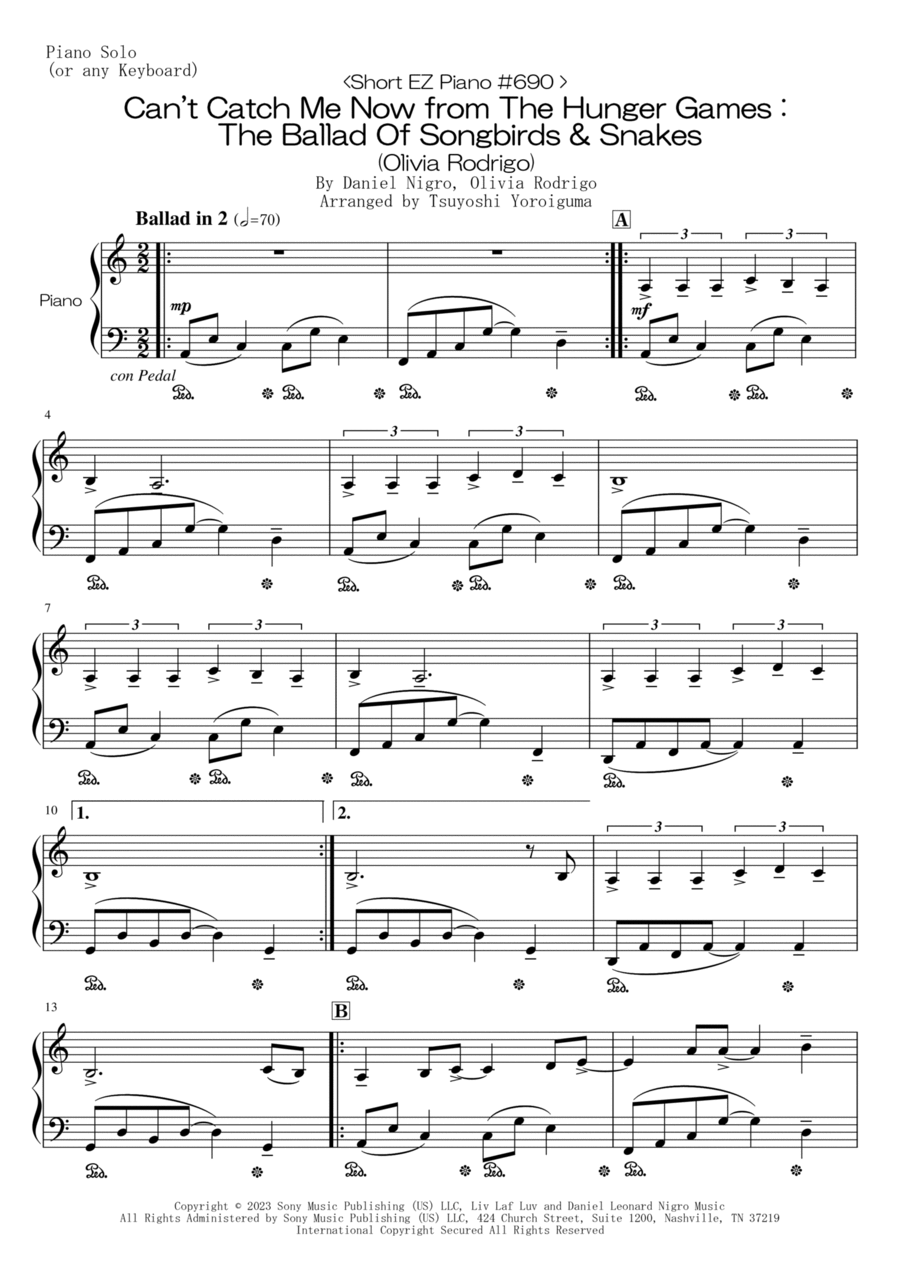 Can't Catch Me Now Can't Catch Me Now Easy Piano scores gallery preview page 1