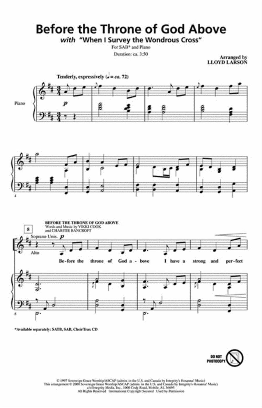 Before the Throne of God Above 3-Part scores gallery preview page 2