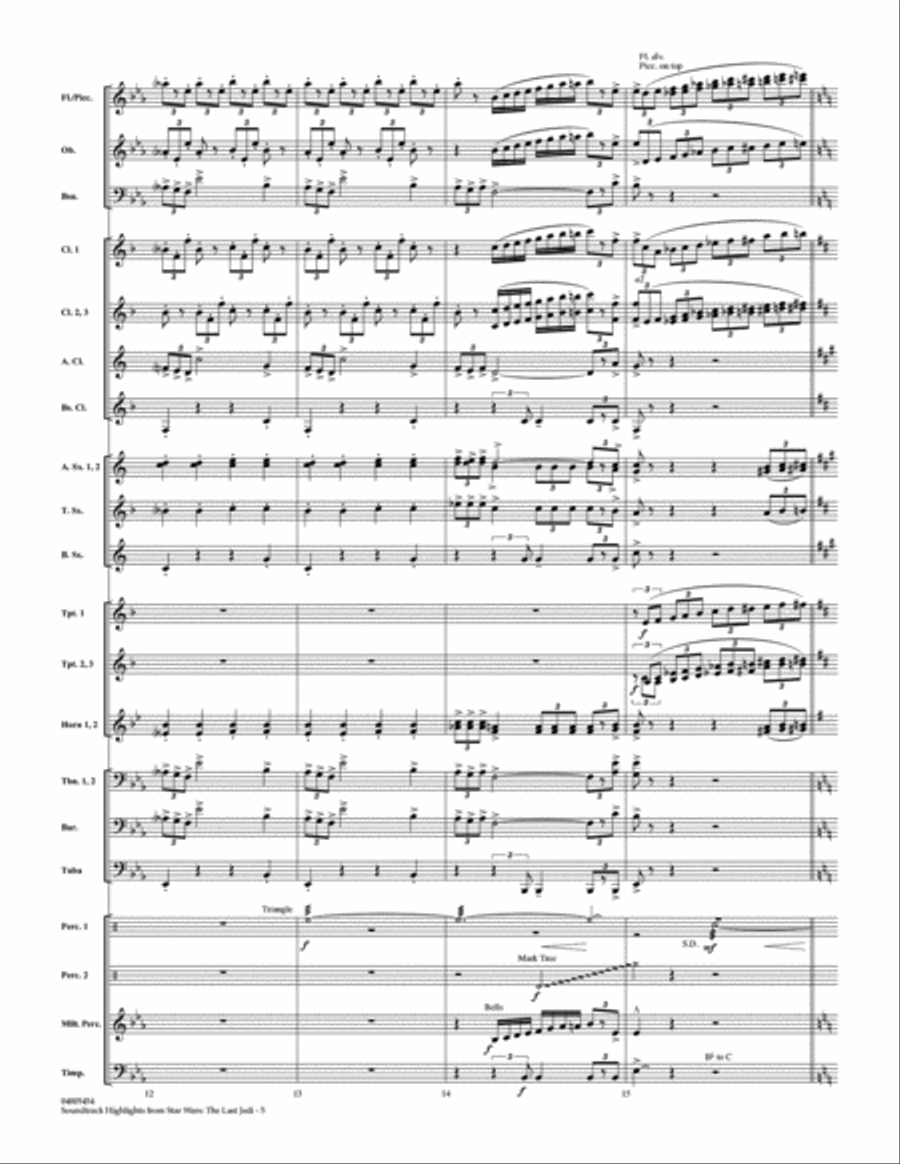 Soundtrack Highlights from Star Wars: The Last Jedi - Conductor Score (Full Score) Concert Band scores gallery preview page 4