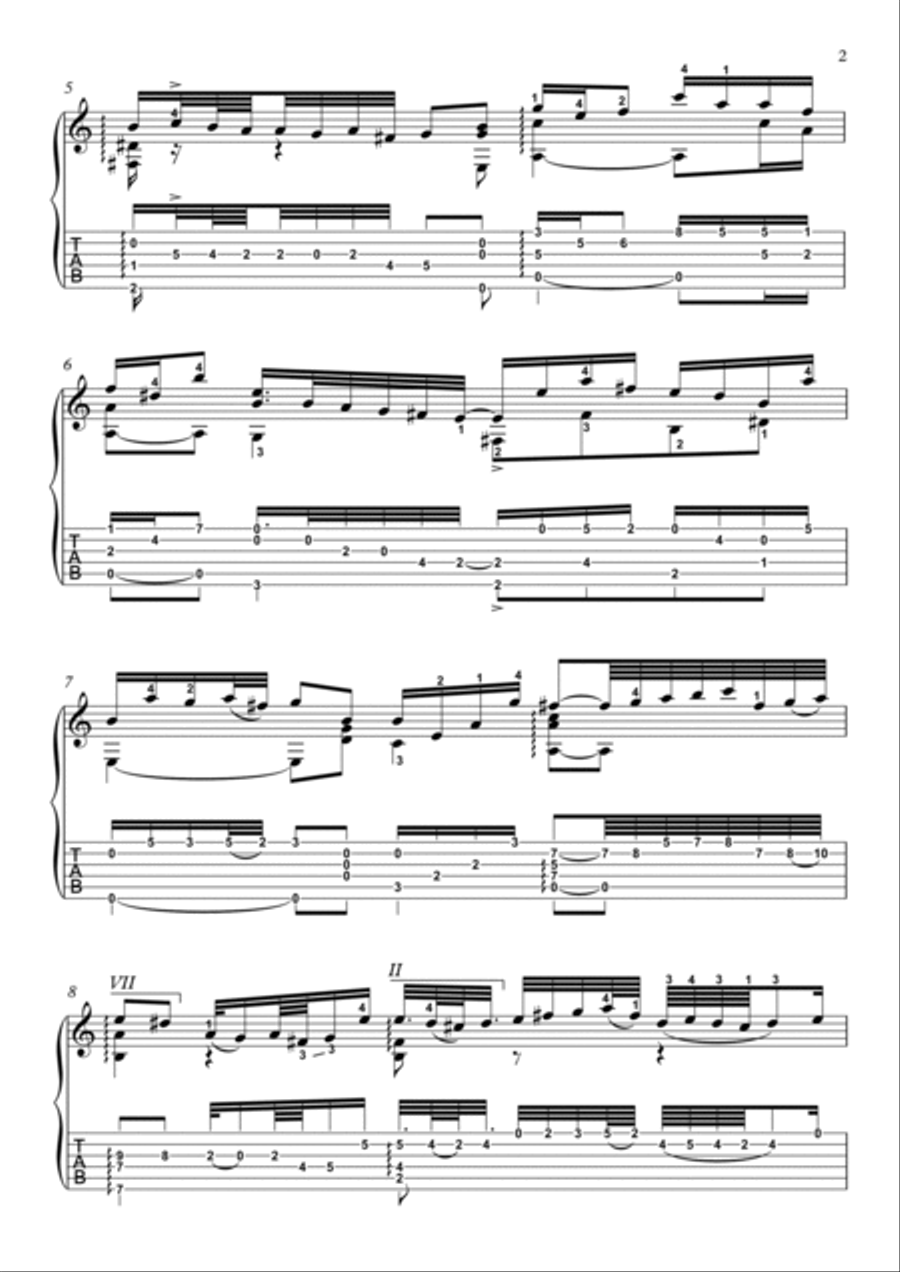 Bach BWV 1001 Adagio guitar solo Acoustic Guitar scores gallery preview page 2