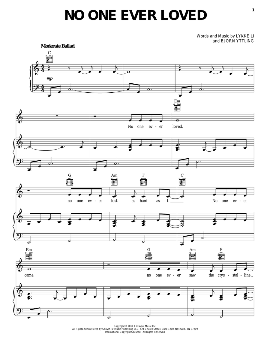 No One Ever Loved Acoustic Guitar scores gallery preview page 1