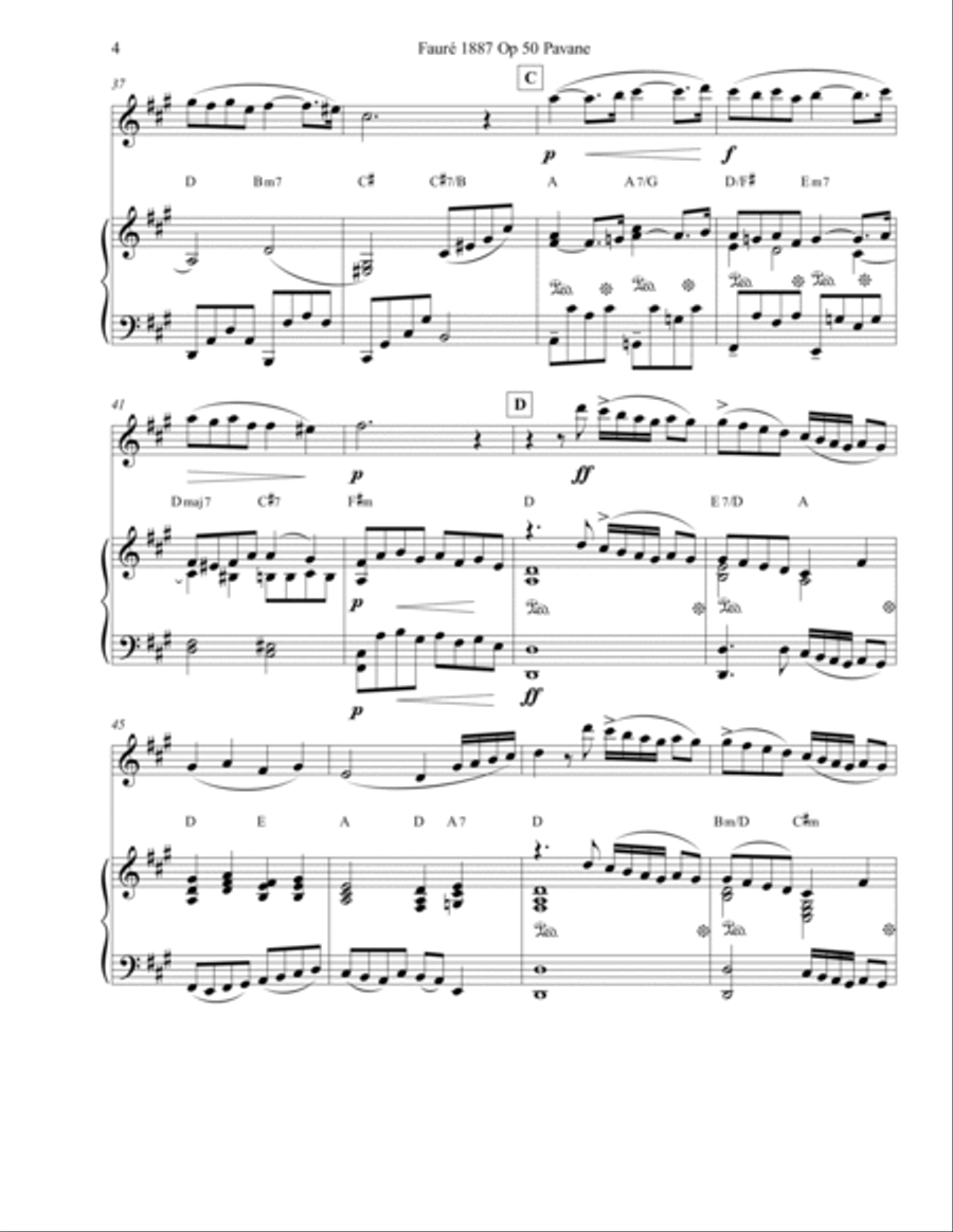 Fauré 1887 Op 50 Pavane Flute or Alto Flute Solo Flute Solo scores gallery preview page 4