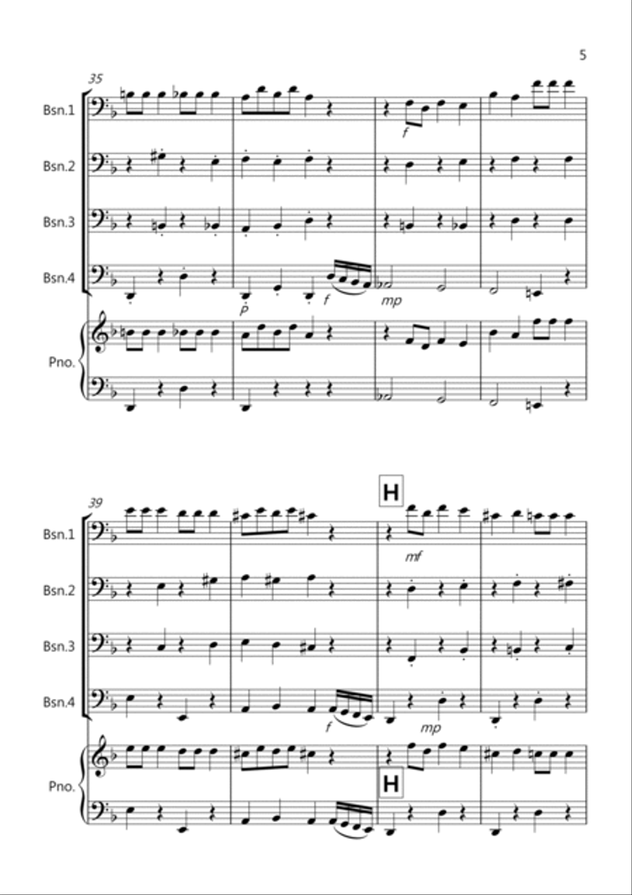 Dance of the Sugar Plum Fairy (fantasia from Nutcracker) for Bassoon Quartet Bassoon Quartet scores gallery preview page 5