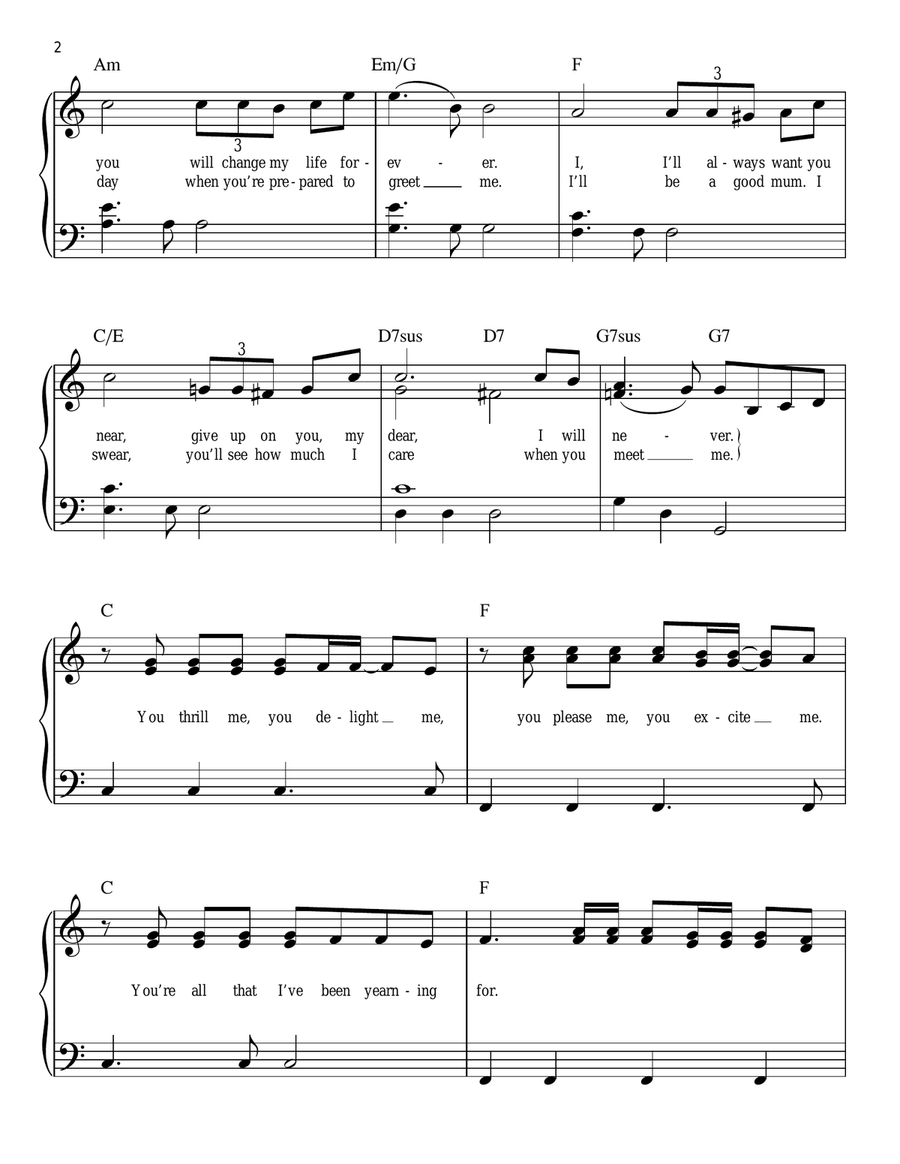I've Been Waiting For You (from Mamma Mia! Here We Go Again) Easy Piano scores gallery preview page 2