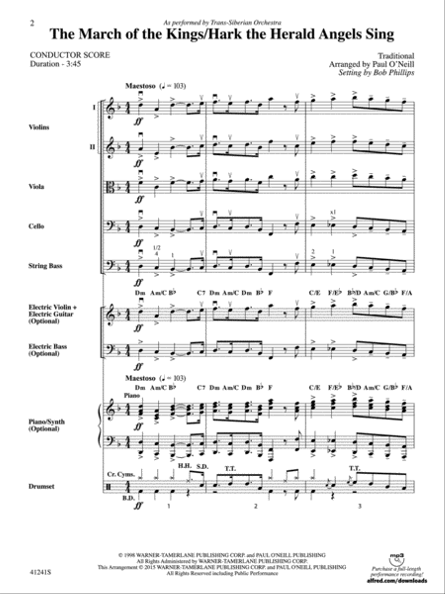 The March of the Kings / Hark the Herald Angels Sing: Score String Orchestra scores gallery preview page 2