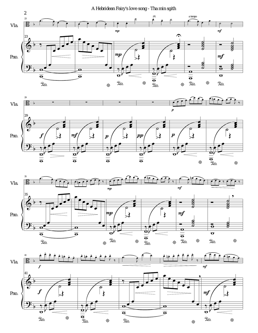 Hebridean fairy's love song (Tha Mi sgith) arranged for viola and piano Piano scores gallery preview page 2