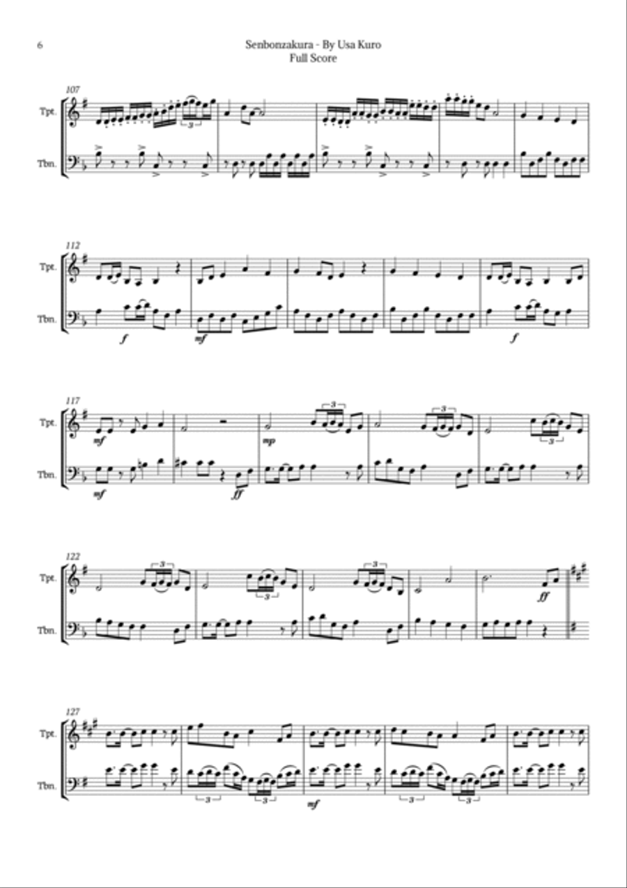 Senbonzakura Brass Duet scores gallery preview page 6