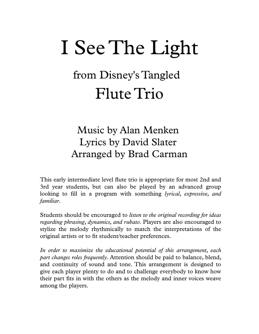 I See The Light Woodwind Trio scores gallery preview page 1
