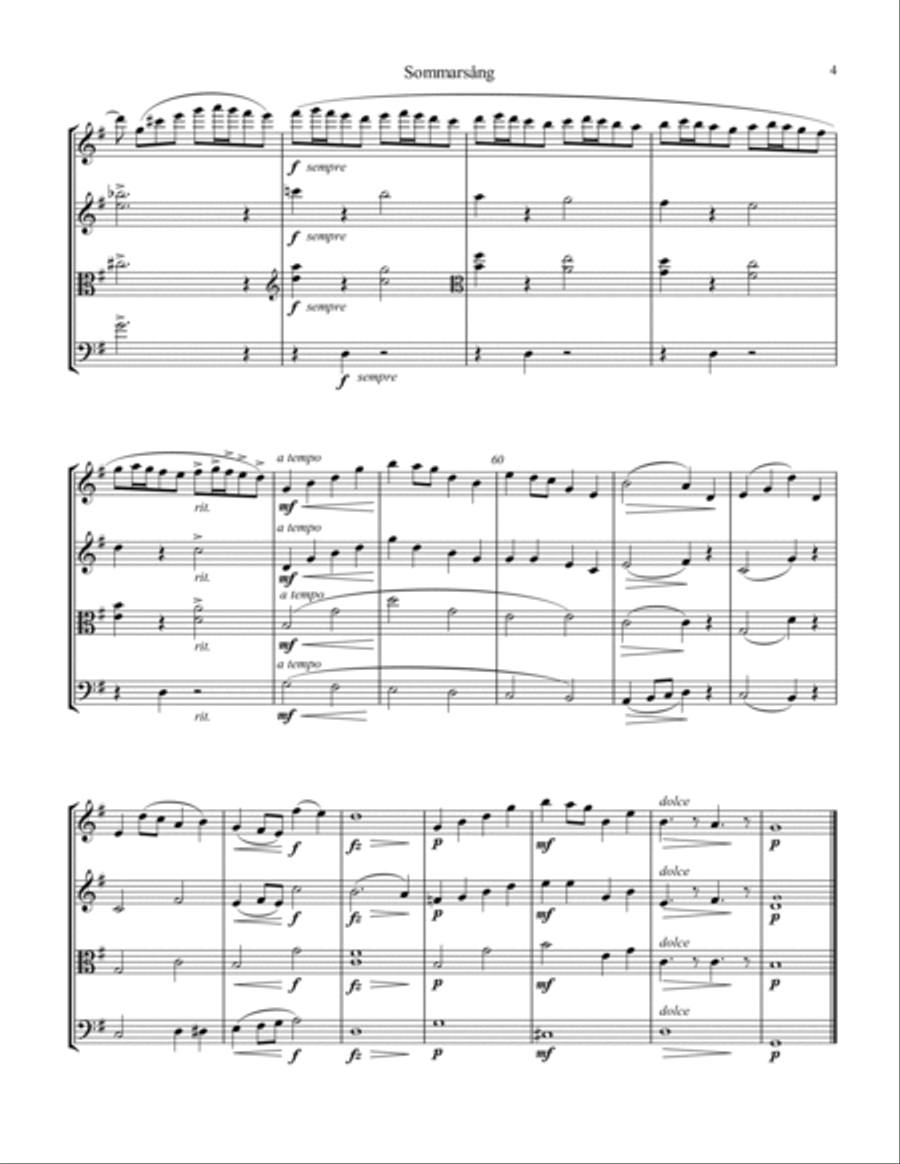 Sommarsång/Sommarsang for string quartet String Quartet scores gallery preview page 5