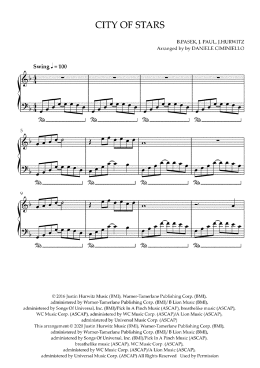 City Of Stars City Of Stars Piano Solo scores gallery preview page 1