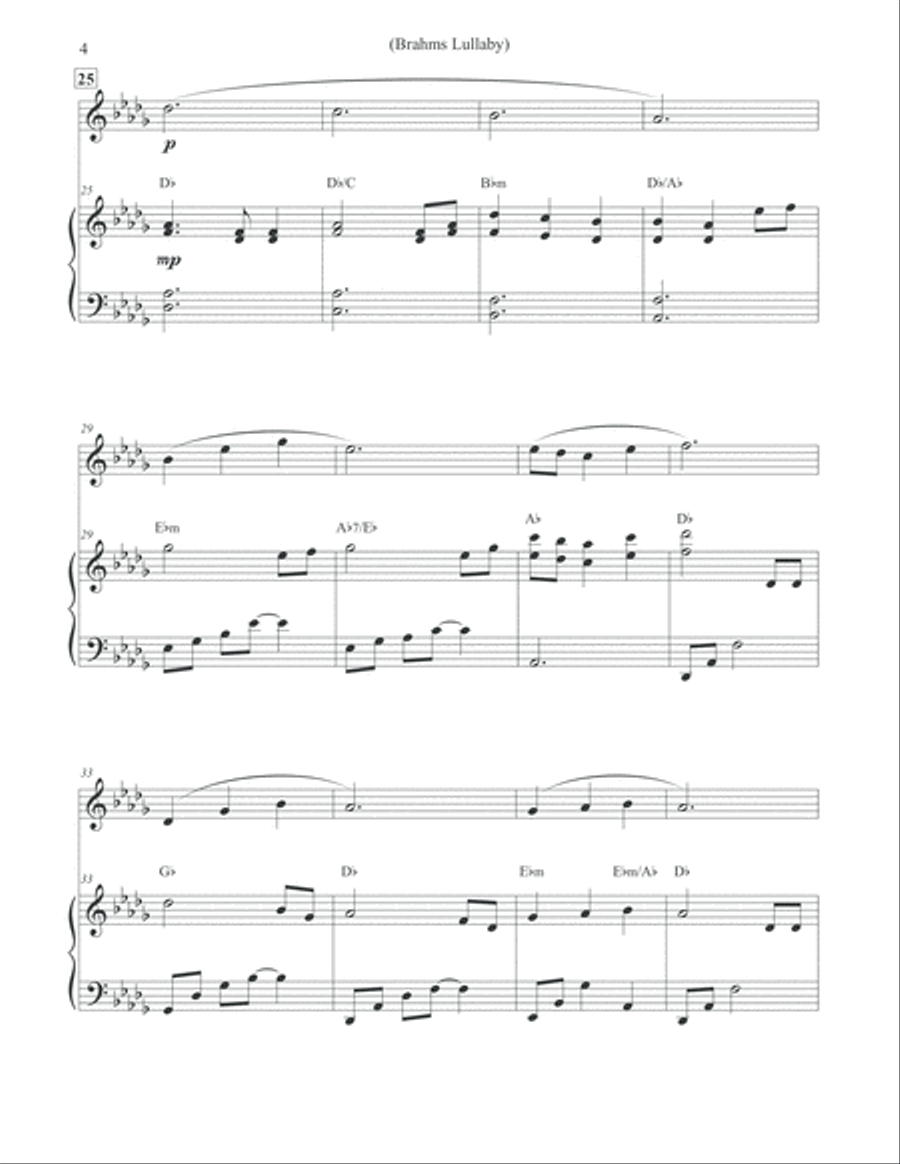 Brahms Lullaby - Flute & Piano Flute Solo scores gallery preview page 4