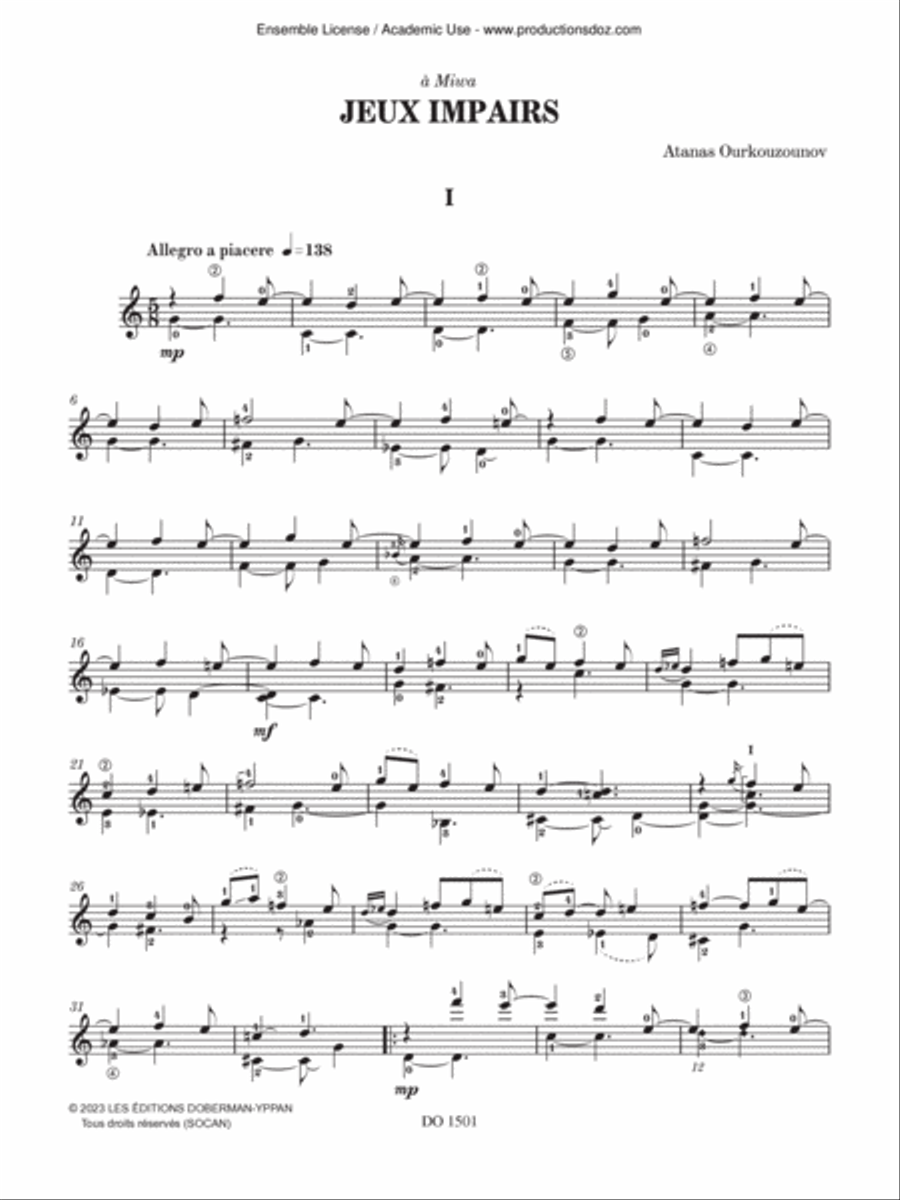 Jeux impairs Classical Guitar scores gallery preview page 3